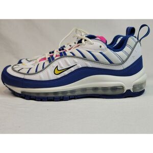 Nike Air Max 98 GS Size 6Y Women 7.5. White Amarillo Indigo Force BV4872-101 NEW